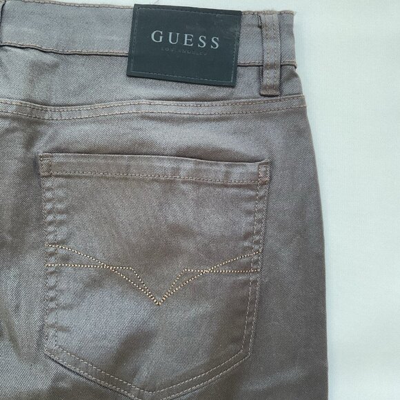 Guess Men's Brown Coated Slim Straight Jeans Size 36X32 - Picture 7 of 11